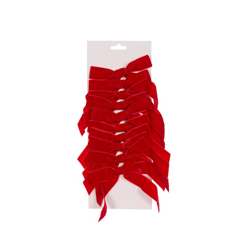 SET/10 5 CM RED VELVET BOWS - Pure Apotheca