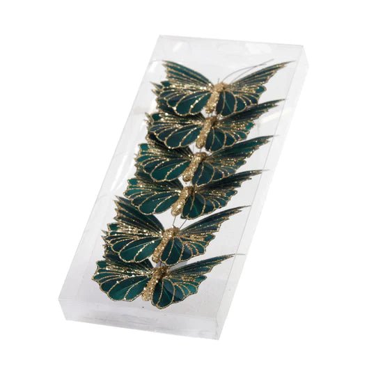 SET/6 MINI EMERALD CLIP BUTTERFLIES - Pure Apotheca