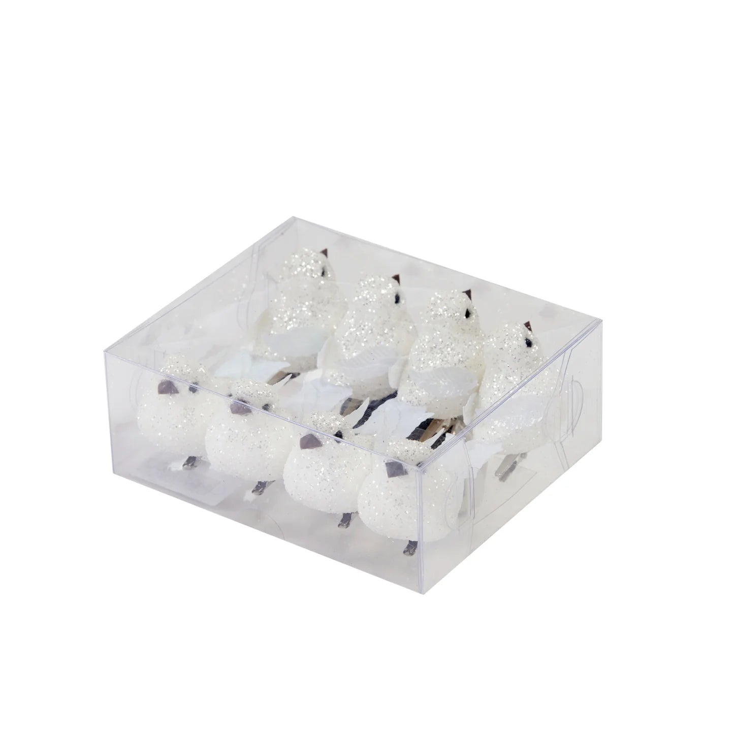 SET/8 MINI WHITE SPARKLE CLIP BIRDS - Pure Apotheca