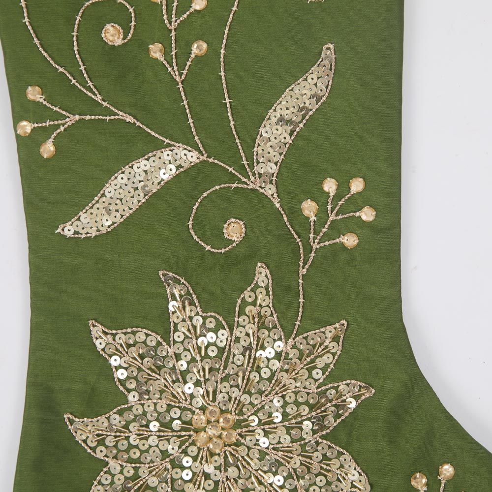 Silk Floral Meander Stocking Green - Pure Apotheca