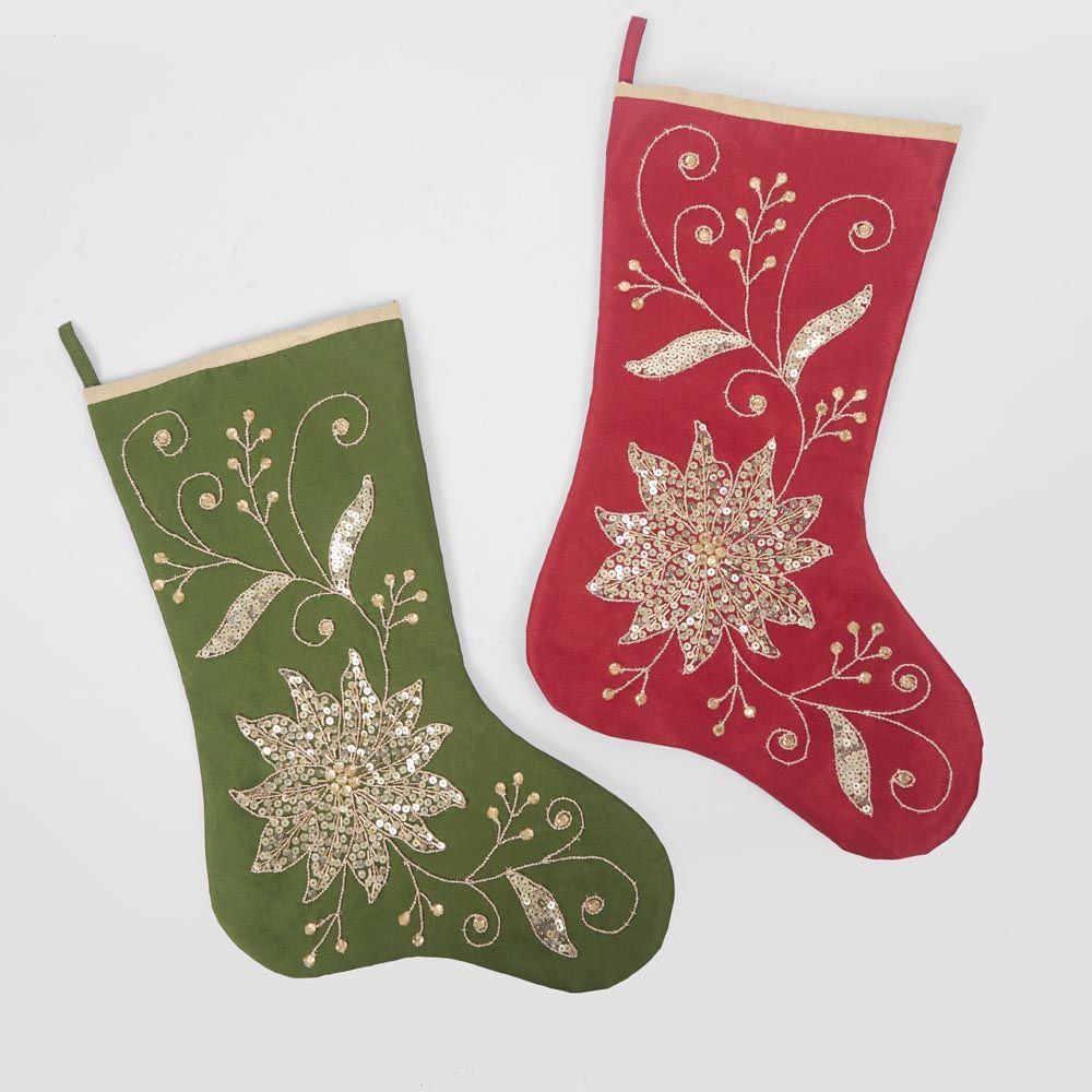 Silk Floral Meander Stocking Red - Pure Apotheca