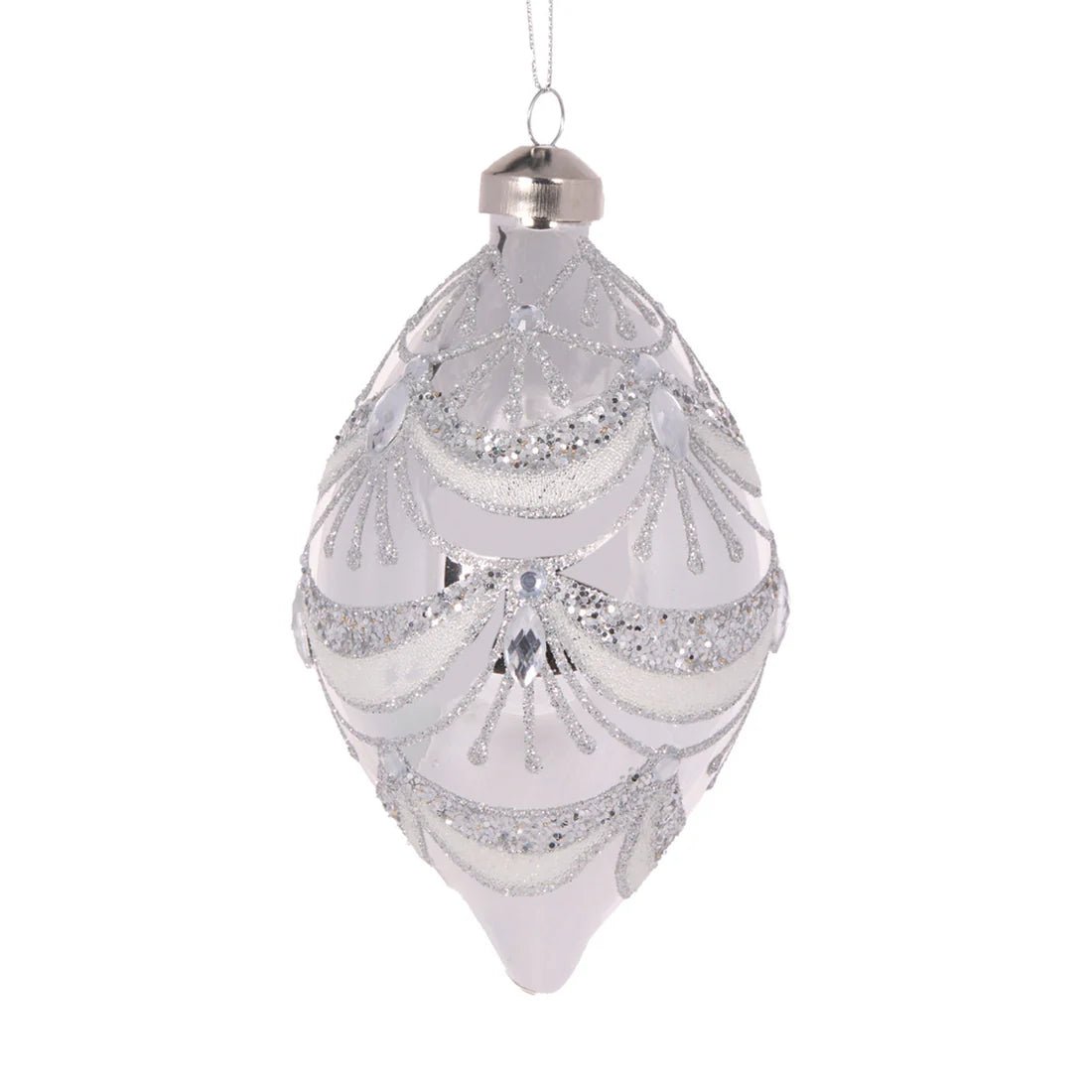 SILVER BEADED VICTORIAN DROP BAUBLE - Pure Apotheca