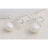 Silver Bow Pearl Studs - Pure Apotheca