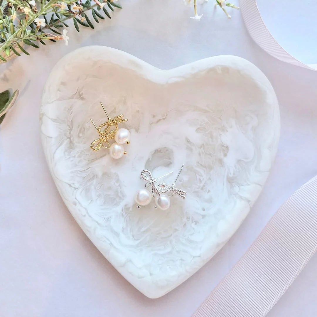Silver Bow Pearl Studs - Pure Apotheca