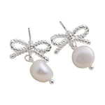Silver Bow Pearl Studs - Pure Apotheca