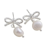 Silver Bow Pearl Studs - Pure Apotheca