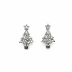 Silver Crystal Christmas Tree Studs - Pure Apotheca