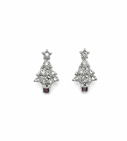 Silver Crystal Christmas Tree Studs - Pure Apotheca