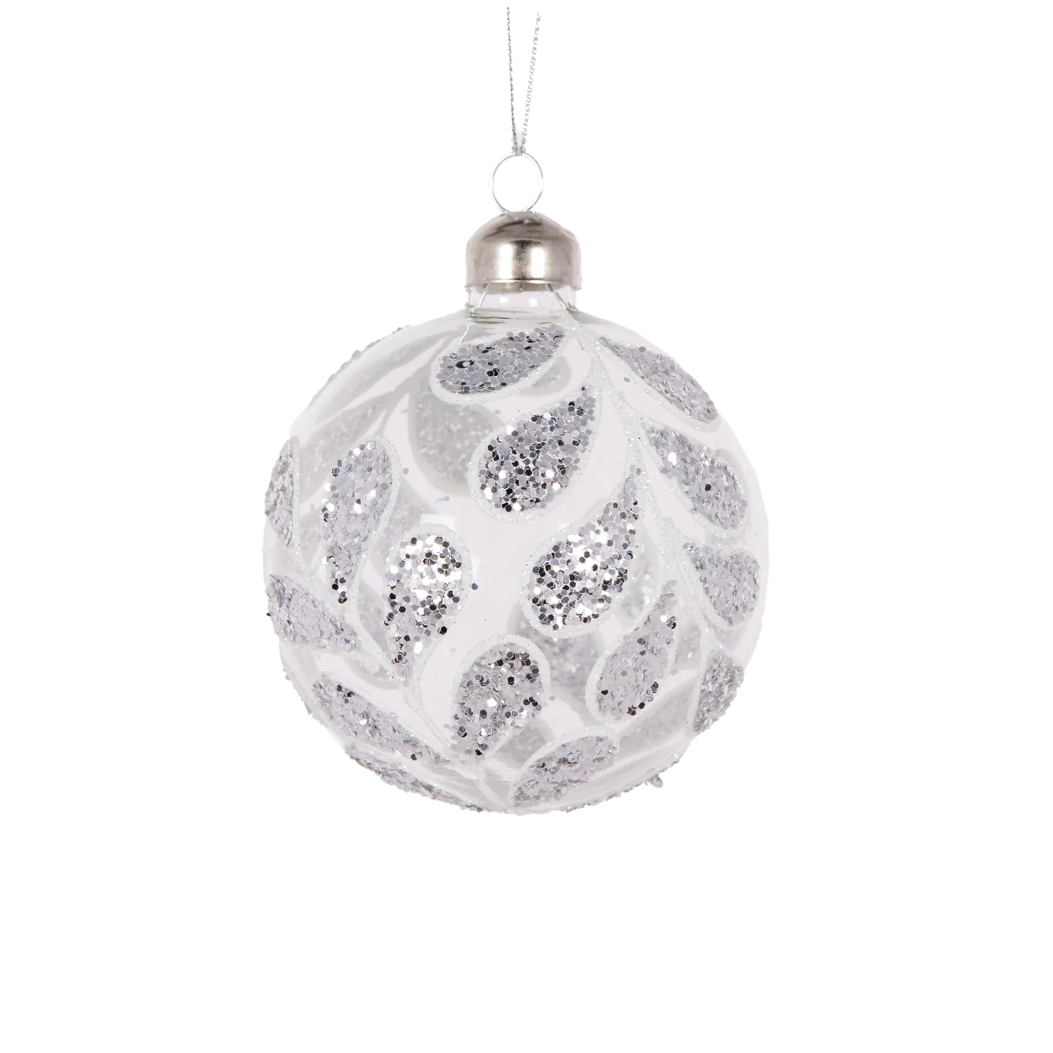 SILVER GLITTER FOLIAGE BAUBLE - Pure Apotheca