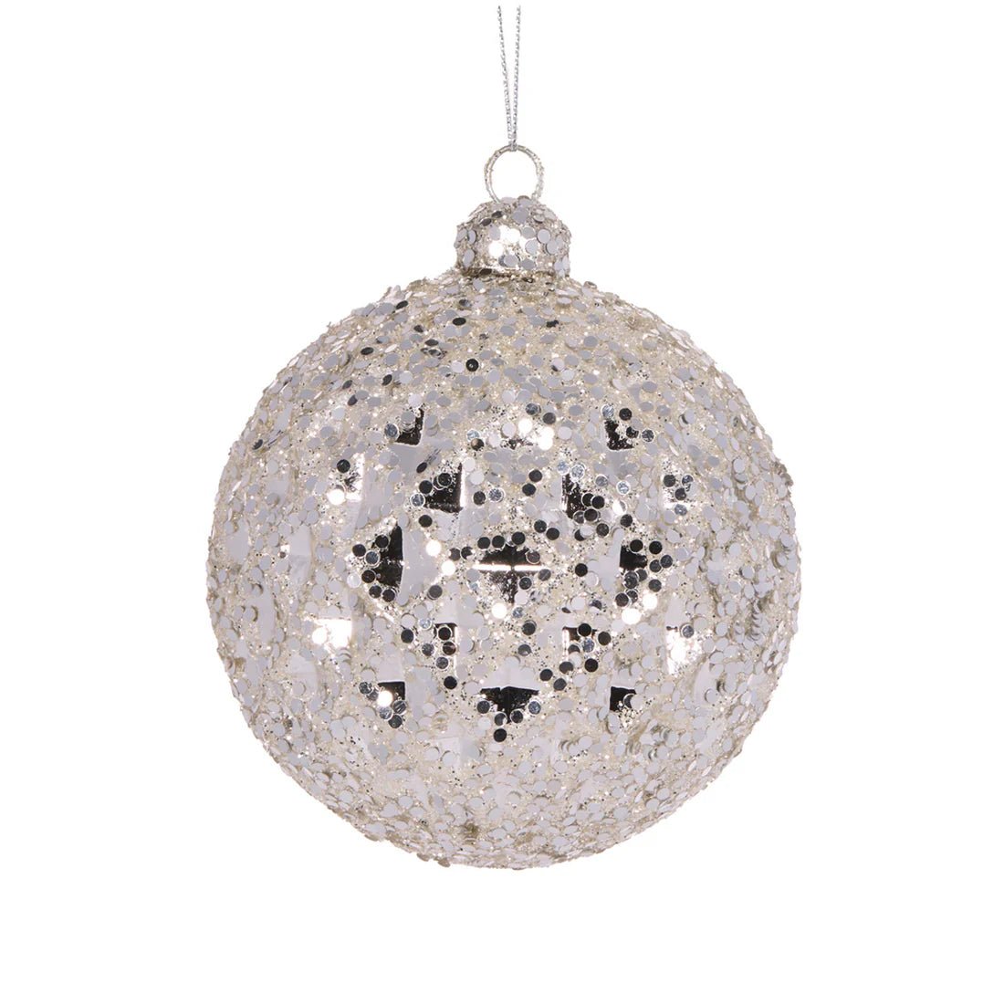 SILVER GLITTERED HARLEQUIN BAUBLE - Pure Apotheca