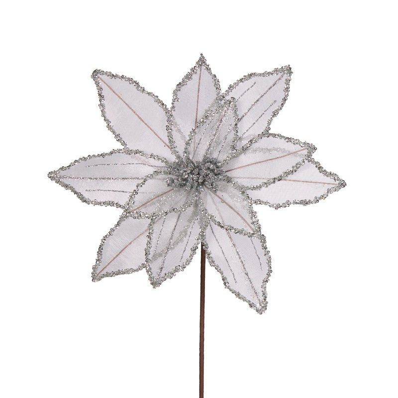 SILVER GLITTERED ORGANZA POINSETTIA - Pure Apotheca
