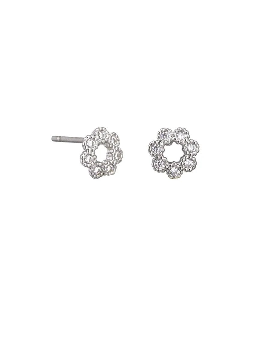 Silver Petite Crystal Flower Earring - Pure Apotheca