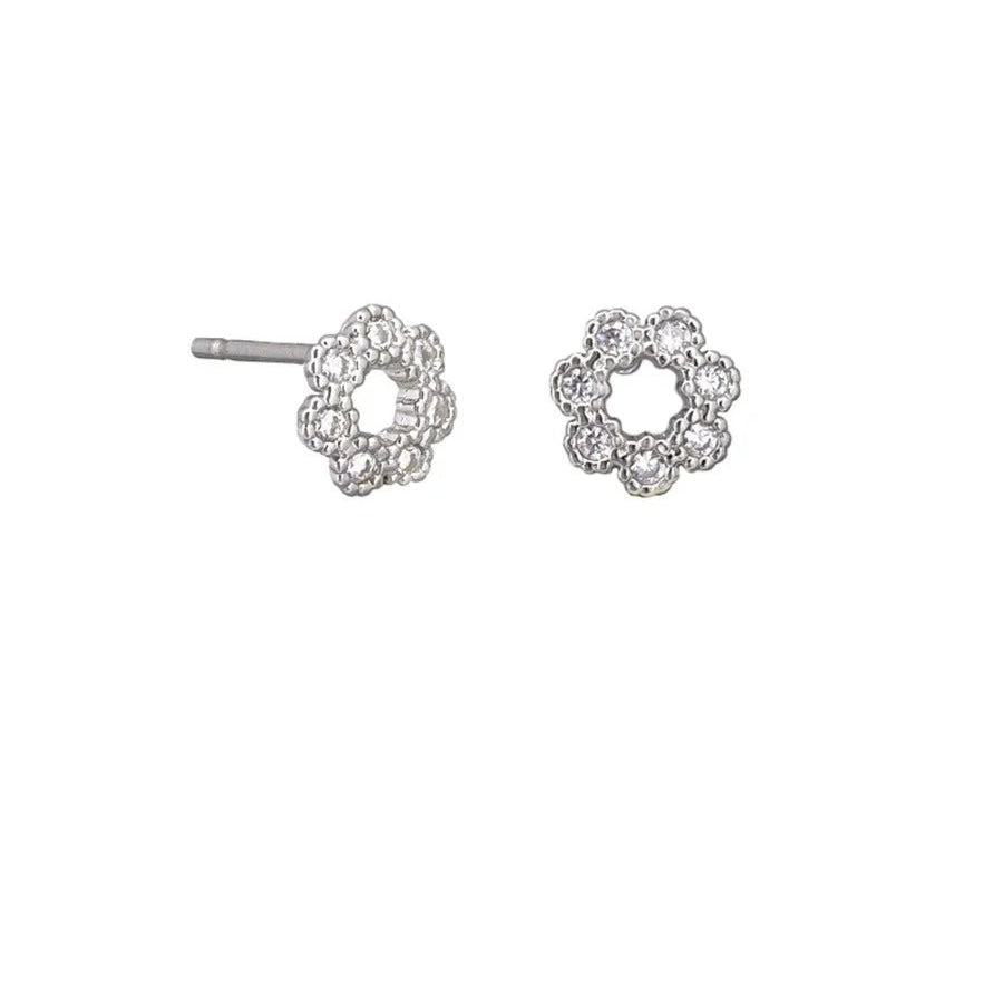 Silver Petite Crystal Flower Earring - Pure Apotheca