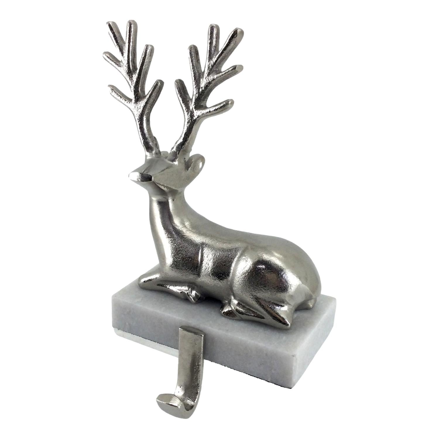 SILVER SITTING REINDEER STOCKING HOLDER - Pure Apotheca