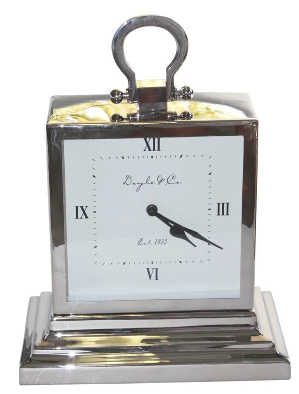 Silver Square Stepped Mantle Clock Large - Pure Apotheca