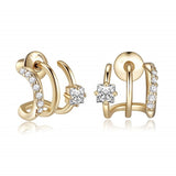 Gold Triple Cuff Earrings