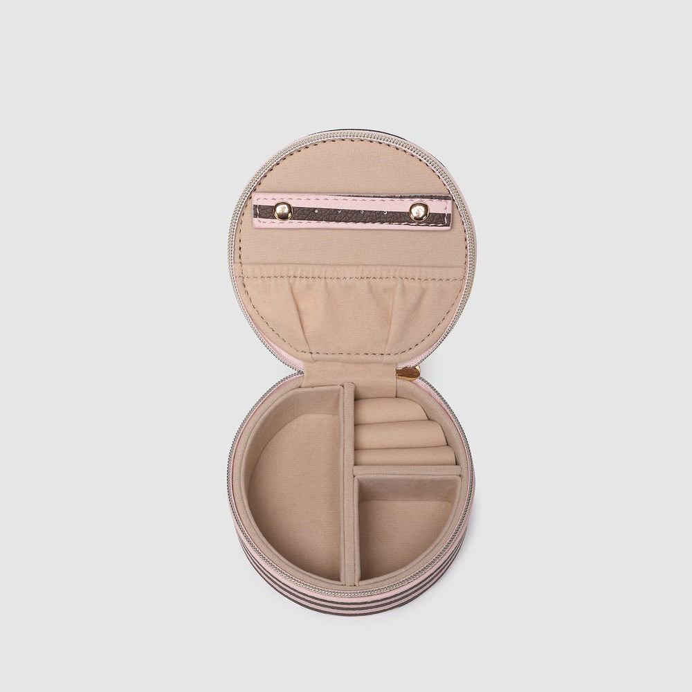 Sisco Stripe Jewellery Box Pink/Chocolate - Pure Apotheca