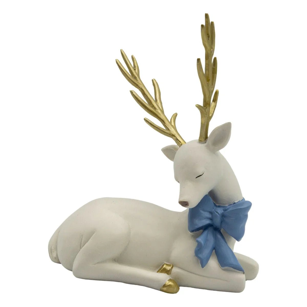 SITTING WHITE REINDEER BLUE BOW - Pure Apotheca