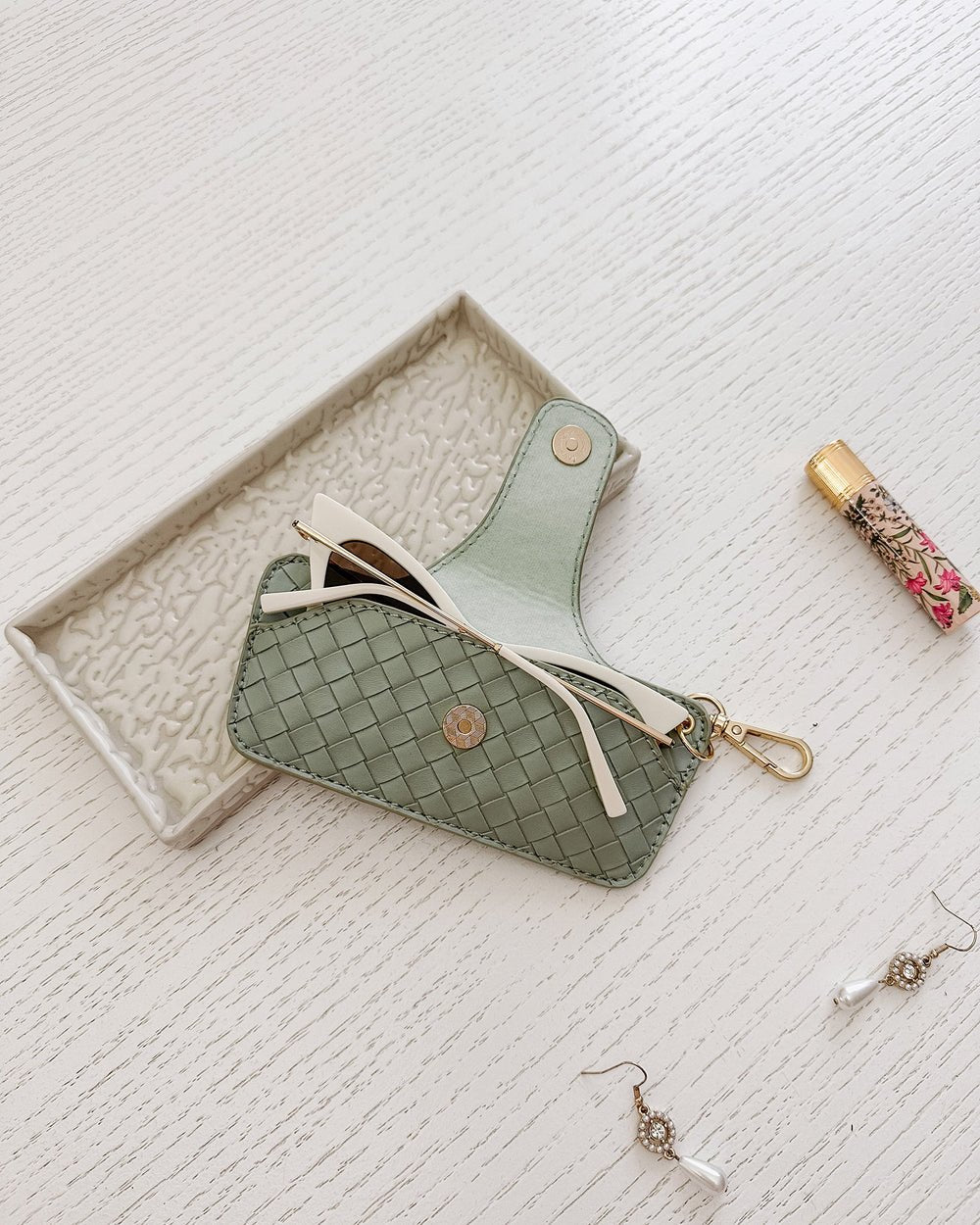 Skittle Sunglass Case Woven Sage Green - Pure Apotheca