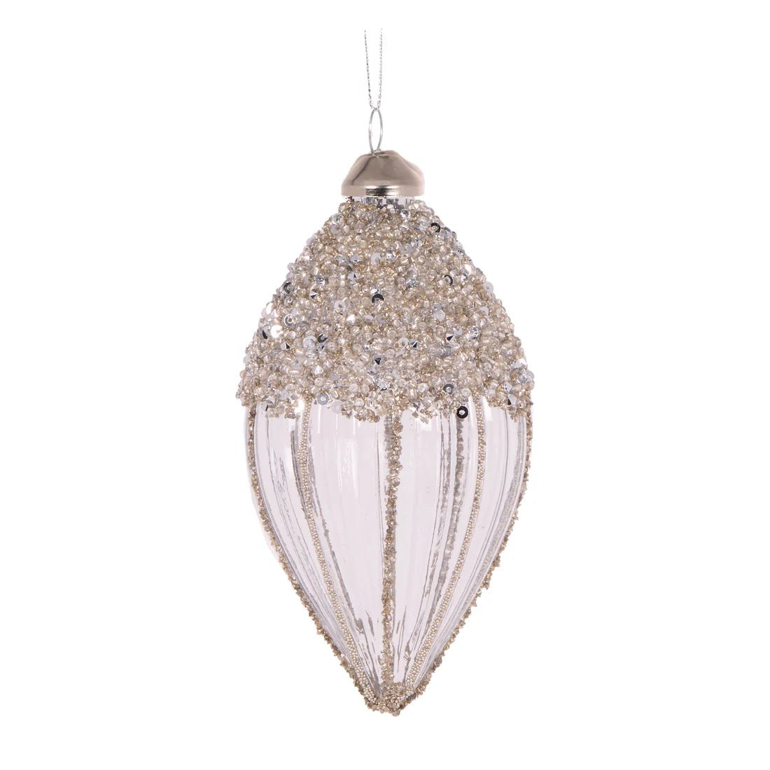 SMOKEY GREY BEADED DROP BAUBLE - Pure Apotheca