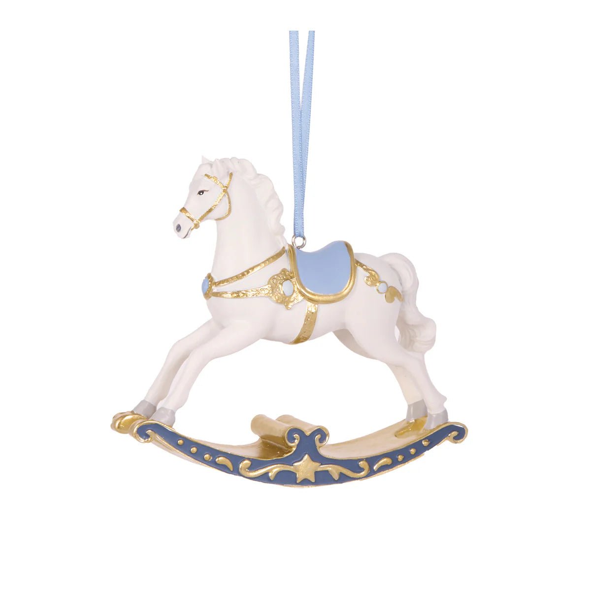 SNOWY BLUE ROCKING HORSE ORNAMENT - Pure Apotheca