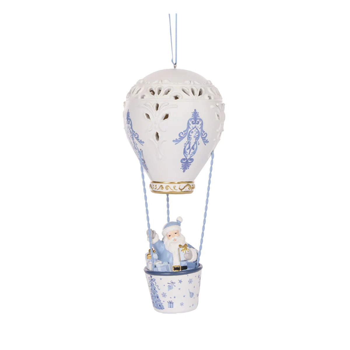 SNOWY BLUE SANTA IN HOT AIR BALLOON - Pure Apotheca