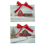 SNOWY RED BARN LIT PRINT HANGING ORNAMENT 2 ASSTD - Pure Apotheca