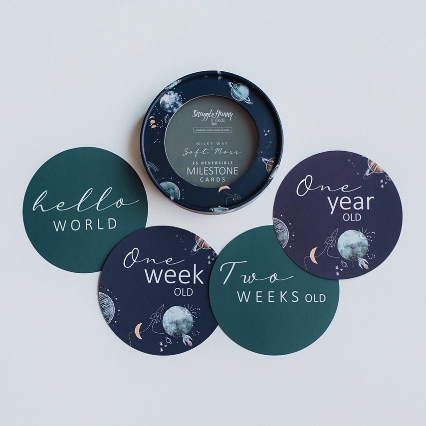 Snuggle Hunny Baby Milestone Cards 25pk Milky Way & Soft Moss - Pure Apotheca