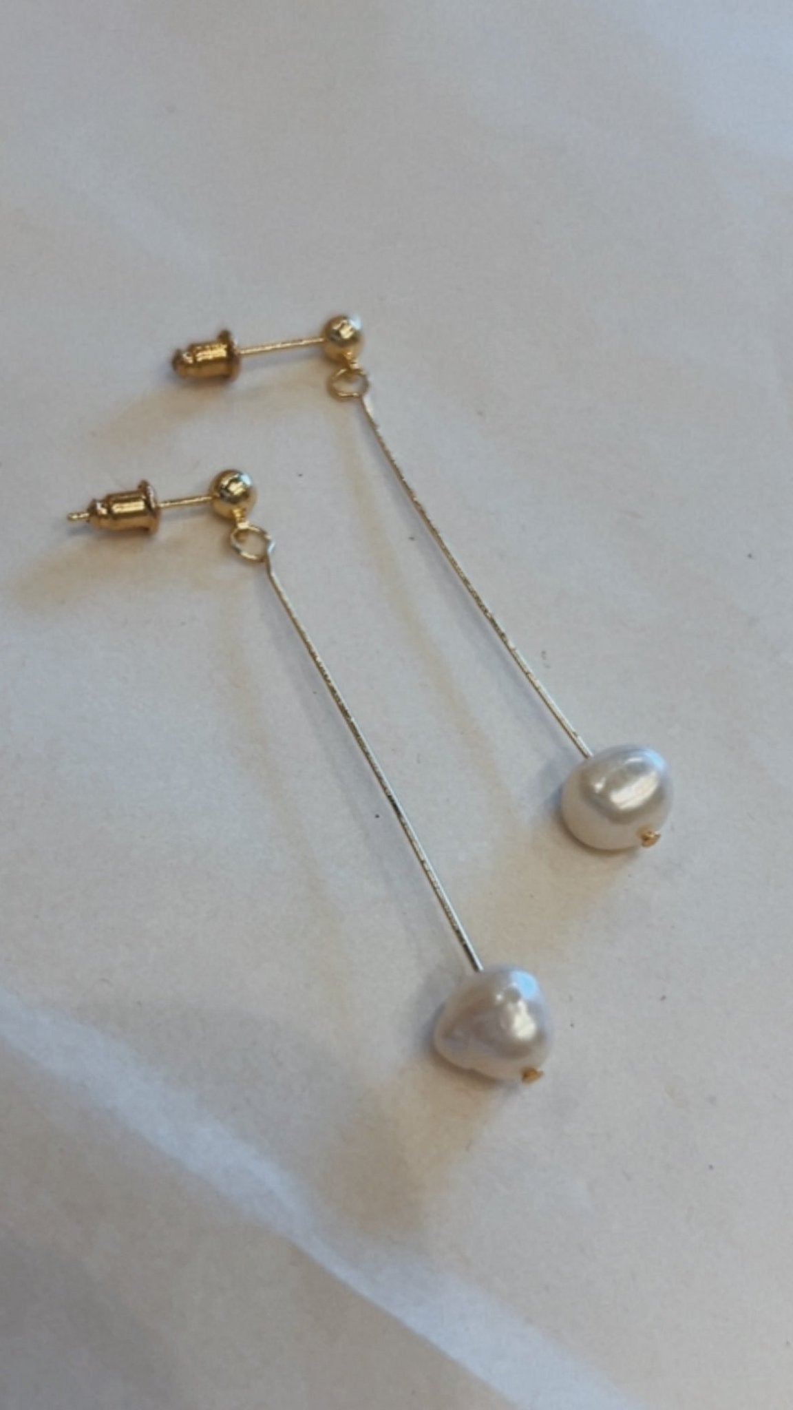 Sophia Wire Drop Pearl Stud - Pure Apotheca