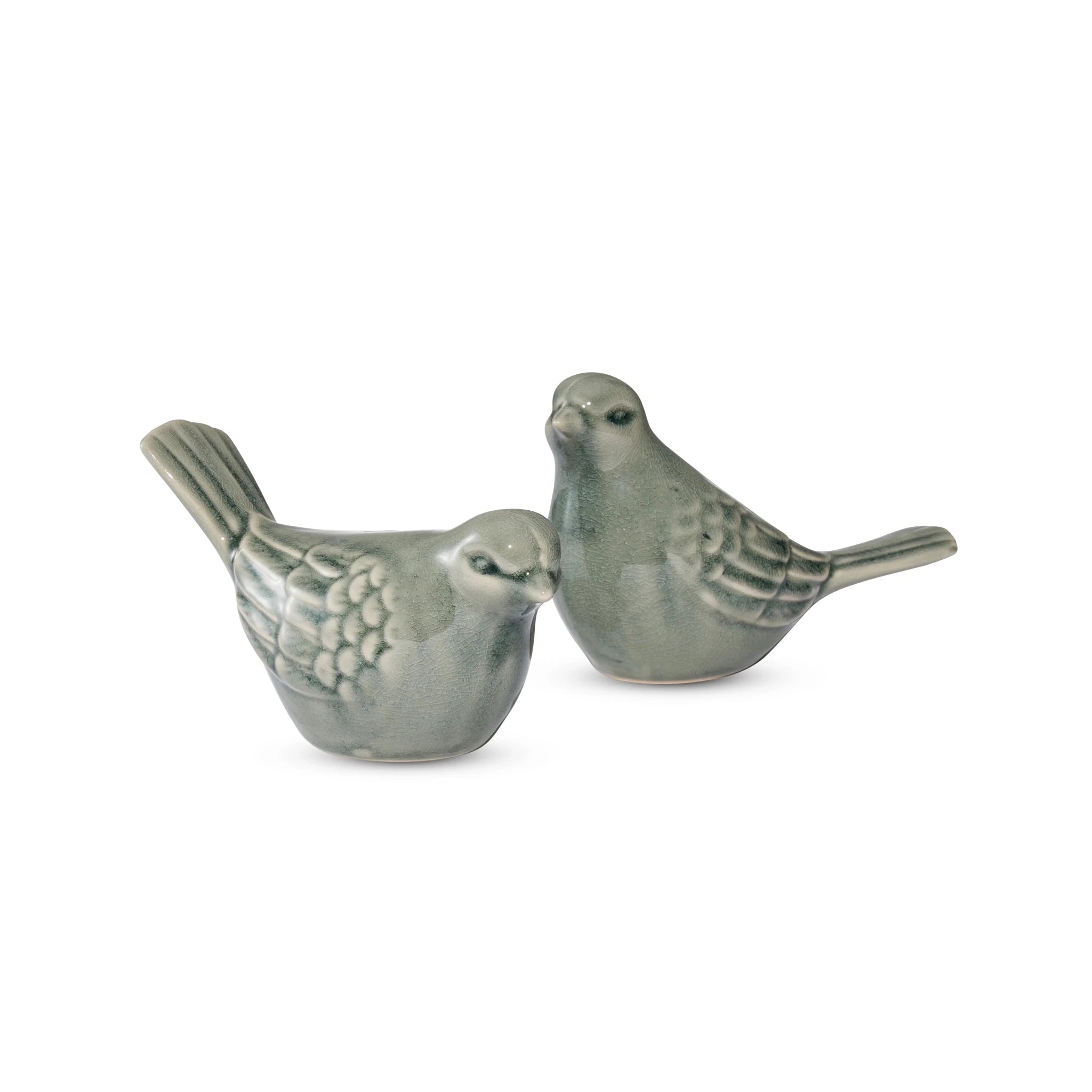 SPARROW CERAMIC BIRD SAGE GREEN SET/2 - Pure Apotheca