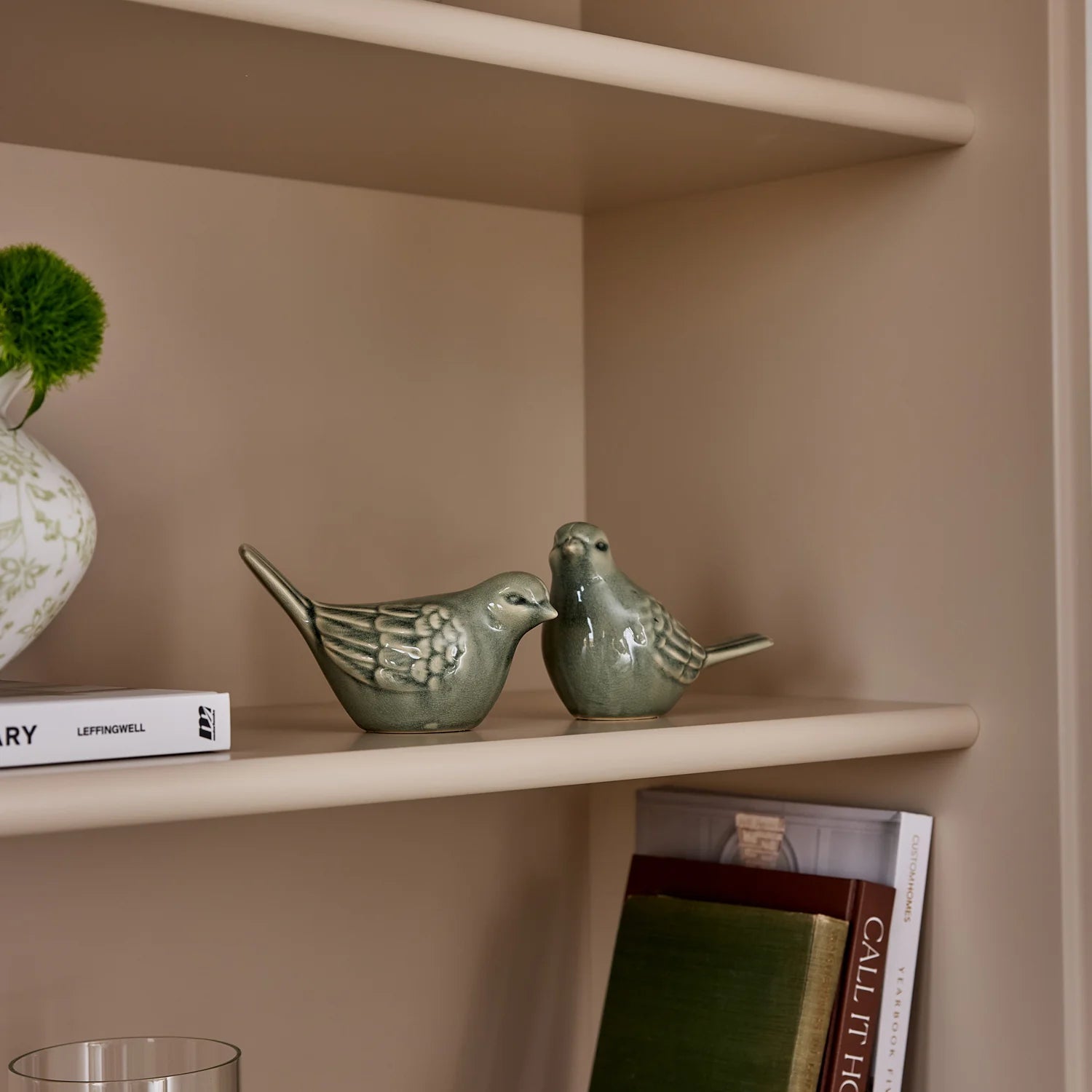 SPARROW CERAMIC BIRD SAGE GREEN SET/2 - Pure Apotheca