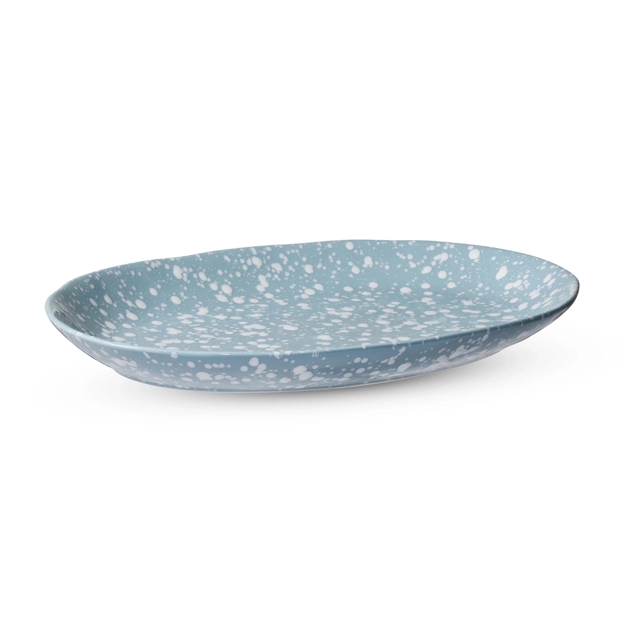 SPECKLE LIGHT BLUE/WHITE OVAL PLATTER LARGE - Pure Apotheca