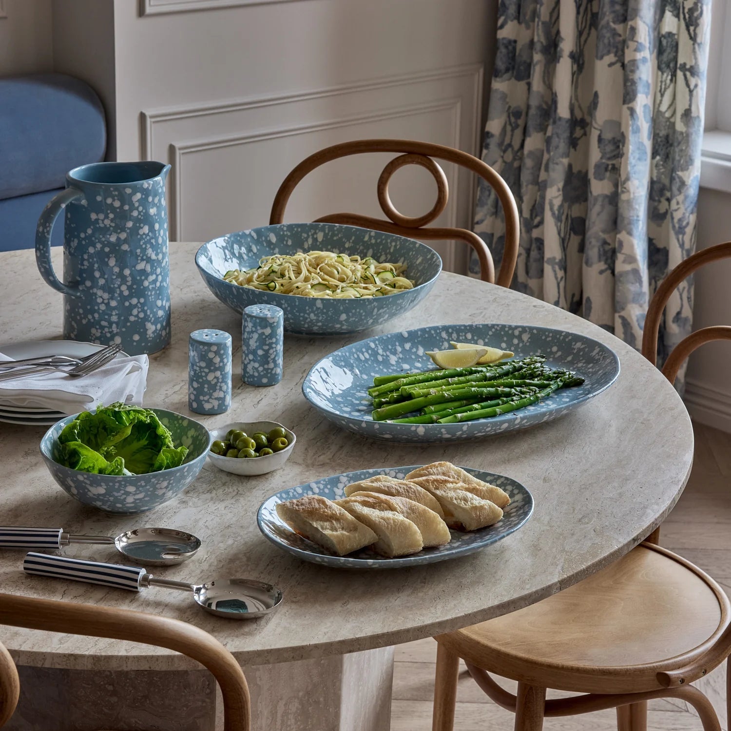 SPECKLE LIGHT BLUE/WHITE OVAL PLATTER SMALL - Pure Apotheca