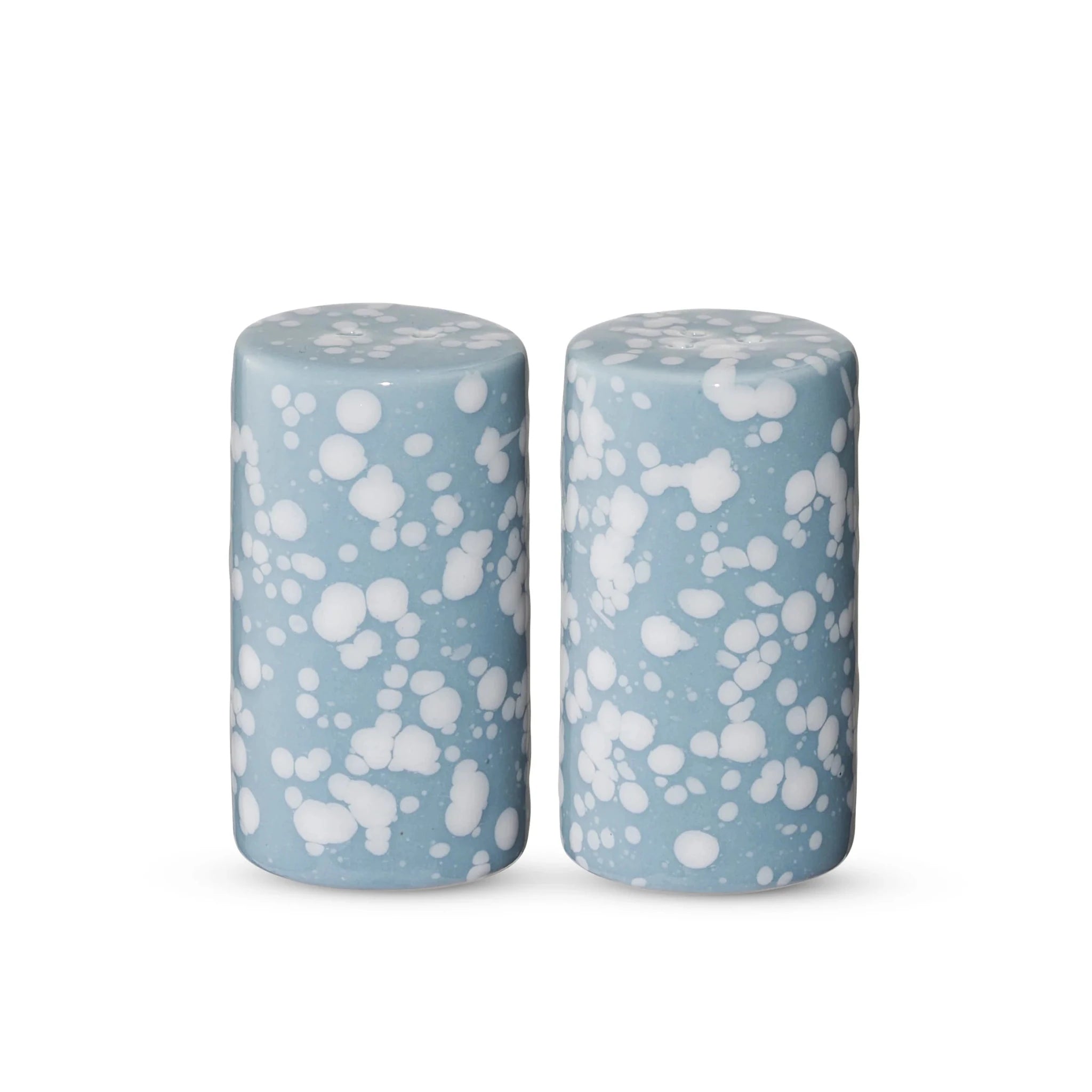SPECKLE LIGHT BLUE/WHITE SALT & PEPPER SHAKER SET - Pure Apotheca