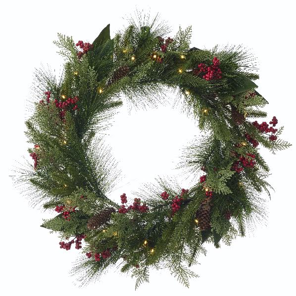 Spiceberry Pre-Lit LED Wreath 60cm Red/Grn - Pure Apotheca