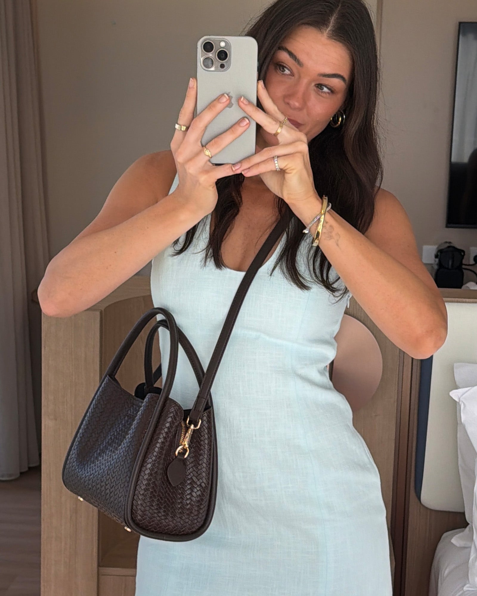 Steffie Mini Tote Bag Woven Chocolate - Pure Apotheca