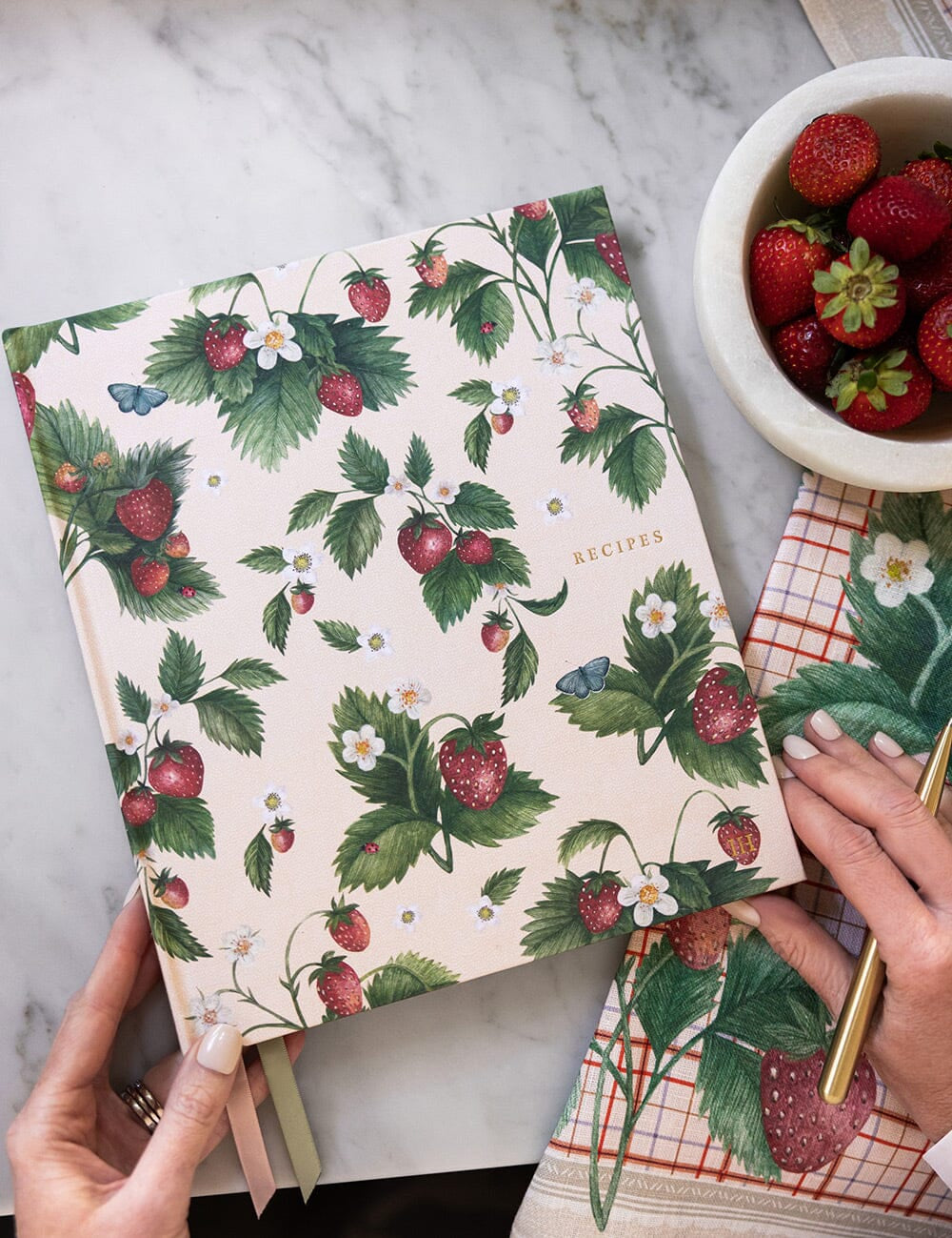 Strawberries Linen Tea Towel - Pure Apotheca