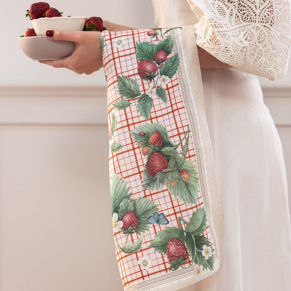 Strawberries Linen Tea Towel - Pure Apotheca