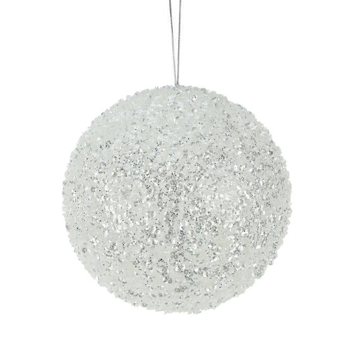 STYRO BEADED SEQUIN BALL WHITE LGE - Pure Apotheca