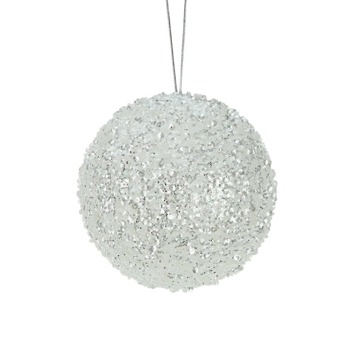 STYRO BEADED SEQUIN BALL WHITE MED - Pure Apotheca