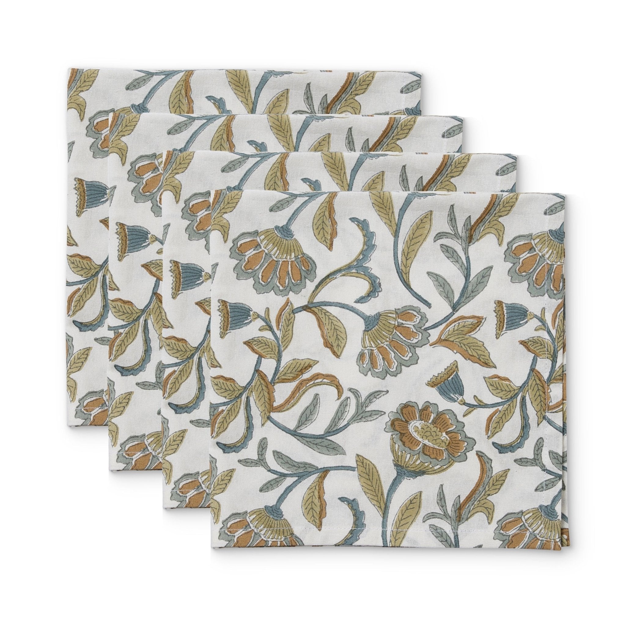 SUMMER GARDEN MULTI BLOCK PRINT NAPKIN SET/4 - Pure Apotheca
