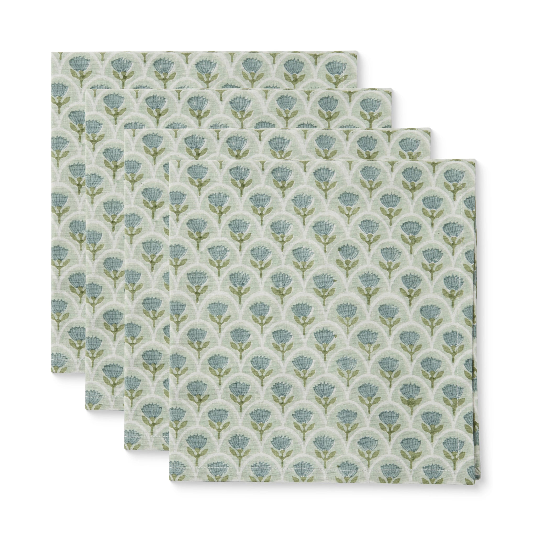 SURI SCALLOP BUTI SEAFOAM BLOCK PRINT NAPKIN SET/4 - Pure Apotheca
