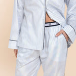 Susanna Cotton Long PJ Set Blue Stripe - Pure Apotheca