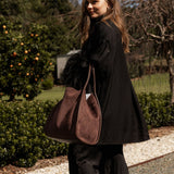 Sutton Shoulder Bag Suedette Chocolate - Pure Apotheca