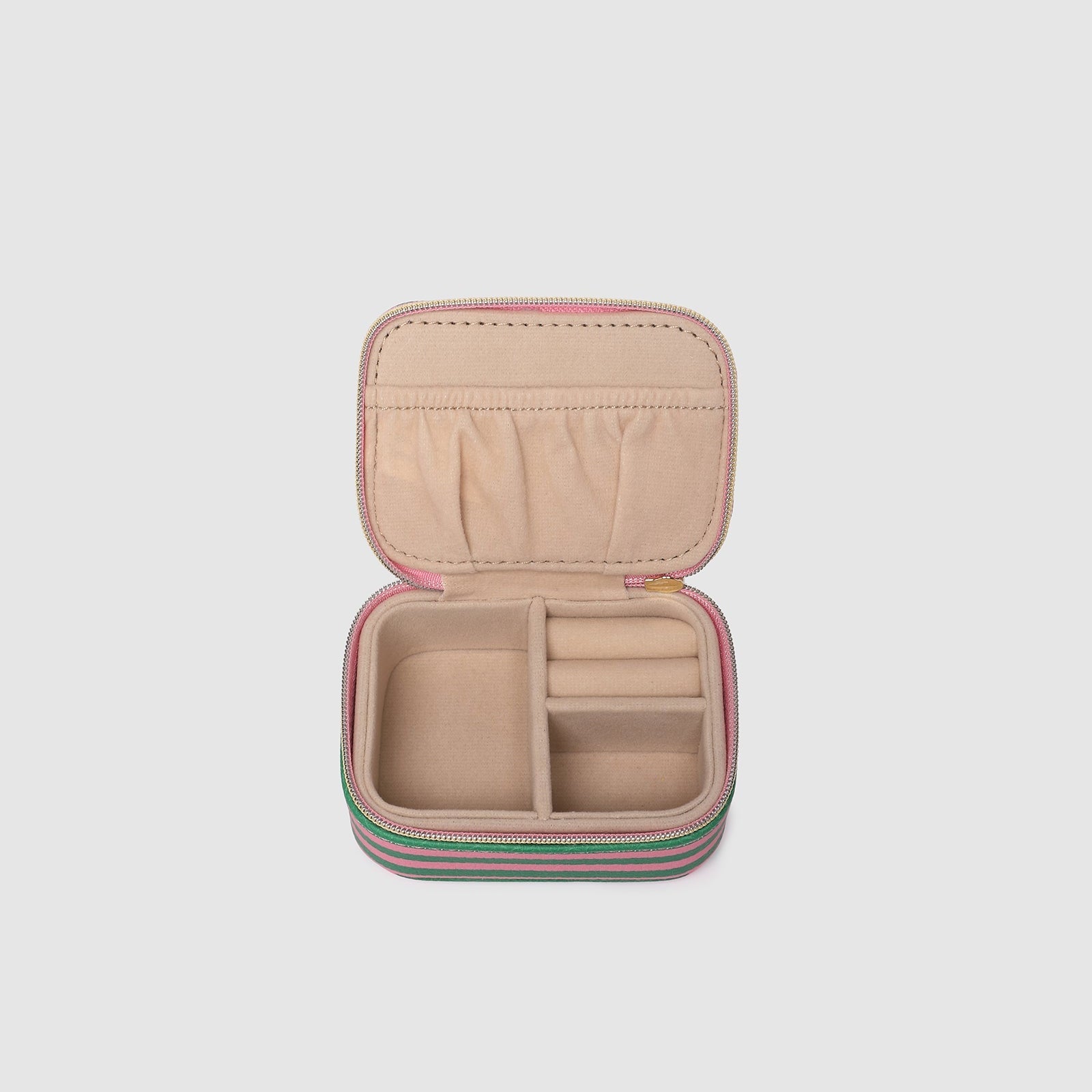 Suzie Stripe Jewellery Box Green/Bubblegum Pink - Pure Apotheca