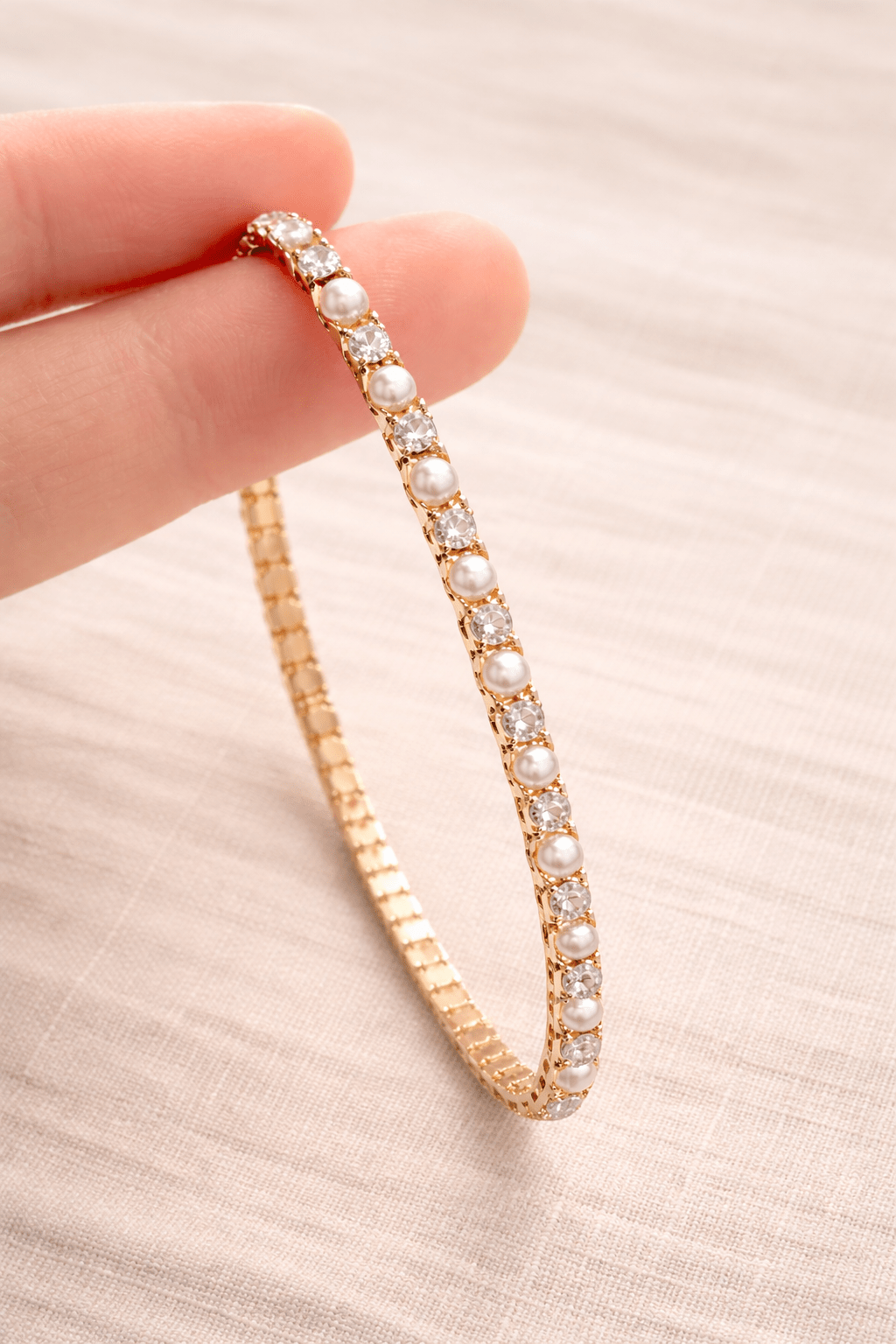 Tennis Pearl Bracelet Gold CZ - Pure Apotheca