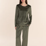 Thea Velour Long Lounge Set Olive - Pure Apotheca