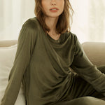 Thea Velour Long Lounge Set Olive - Pure Apotheca