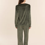 Thea Velour Long Lounge Set Olive - Pure Apotheca