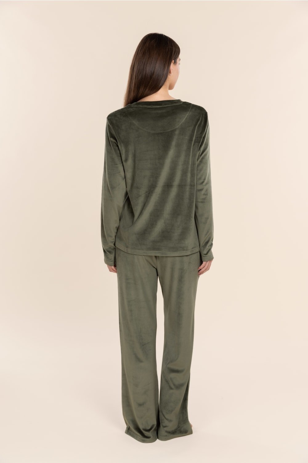 Thea Velour Long Lounge Set Olive - Pure Apotheca